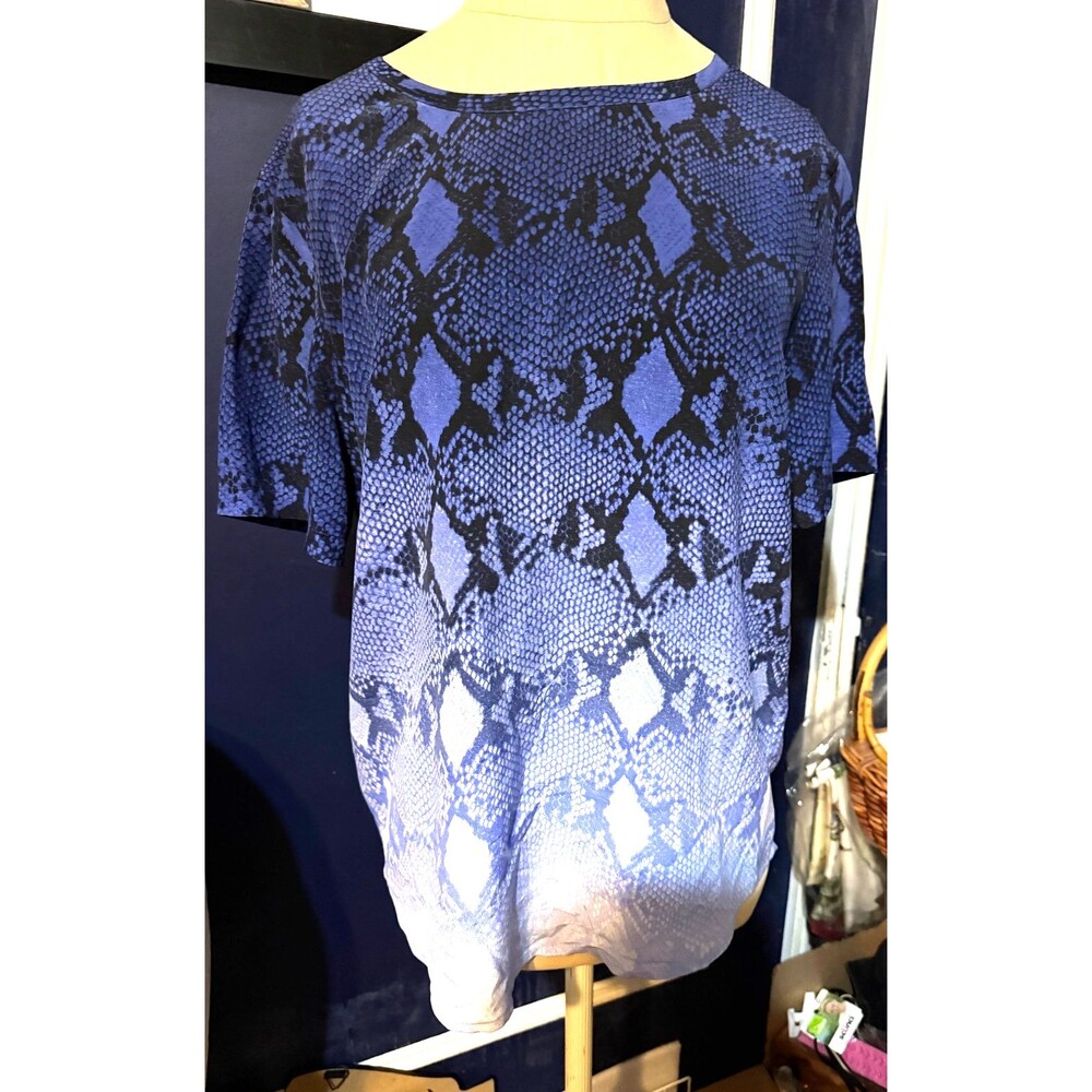 Equipment Femme 100% Silk Blouse Blue Black Reptile Mob Wife Career Ombre Small